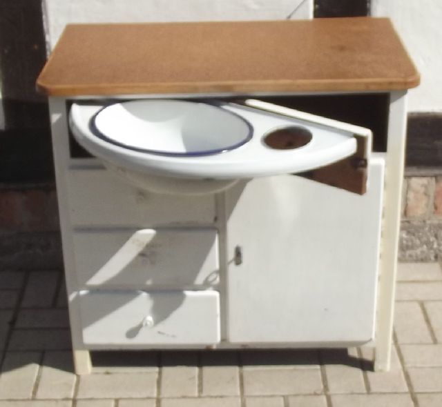 KÜCHENSCHRANK Abwaschschrank Spültisch Beistellschrank EMAIL 1930